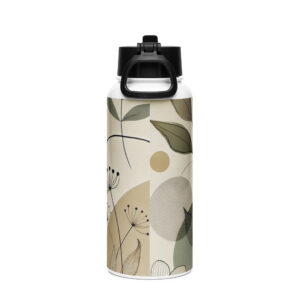 Stainless steel water bottle with a straw lid